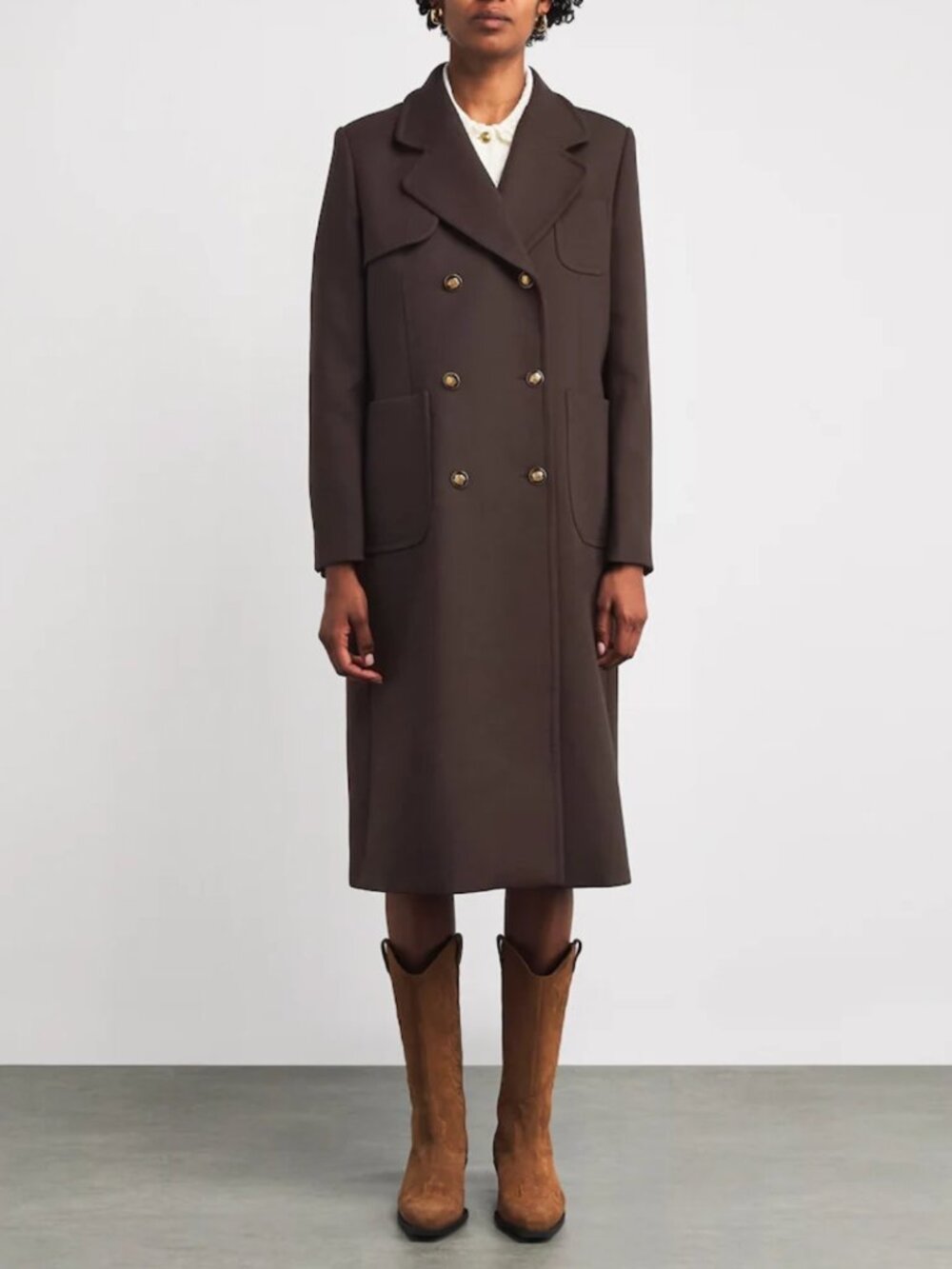 Sandro Double Breasted Coat in Brown, size 38. Fits like a size 6 - Picture 13 of 13